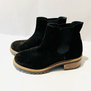 Bertuchi Black Suede Leather boots Chelsea  Spain Block Stacked Heel Ankle women